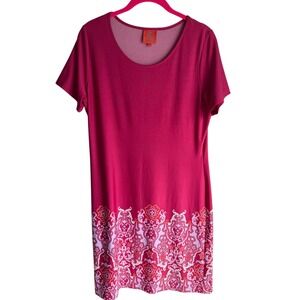 TRACY NEGOSHIAN Short Sleeve Ladies Pink Dress with‎ Hem Design, M